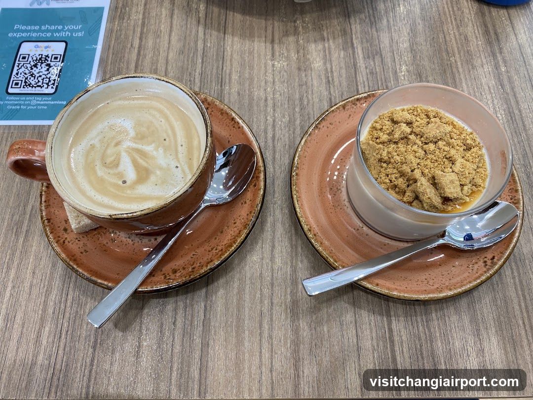 Coffee and Dessert on Wooden Table