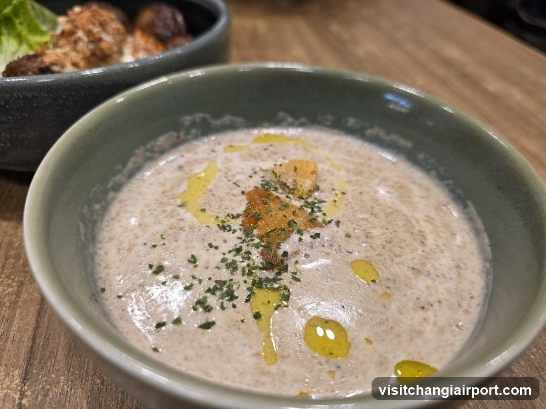 Creamy Soup with Croutons and Olive Oil