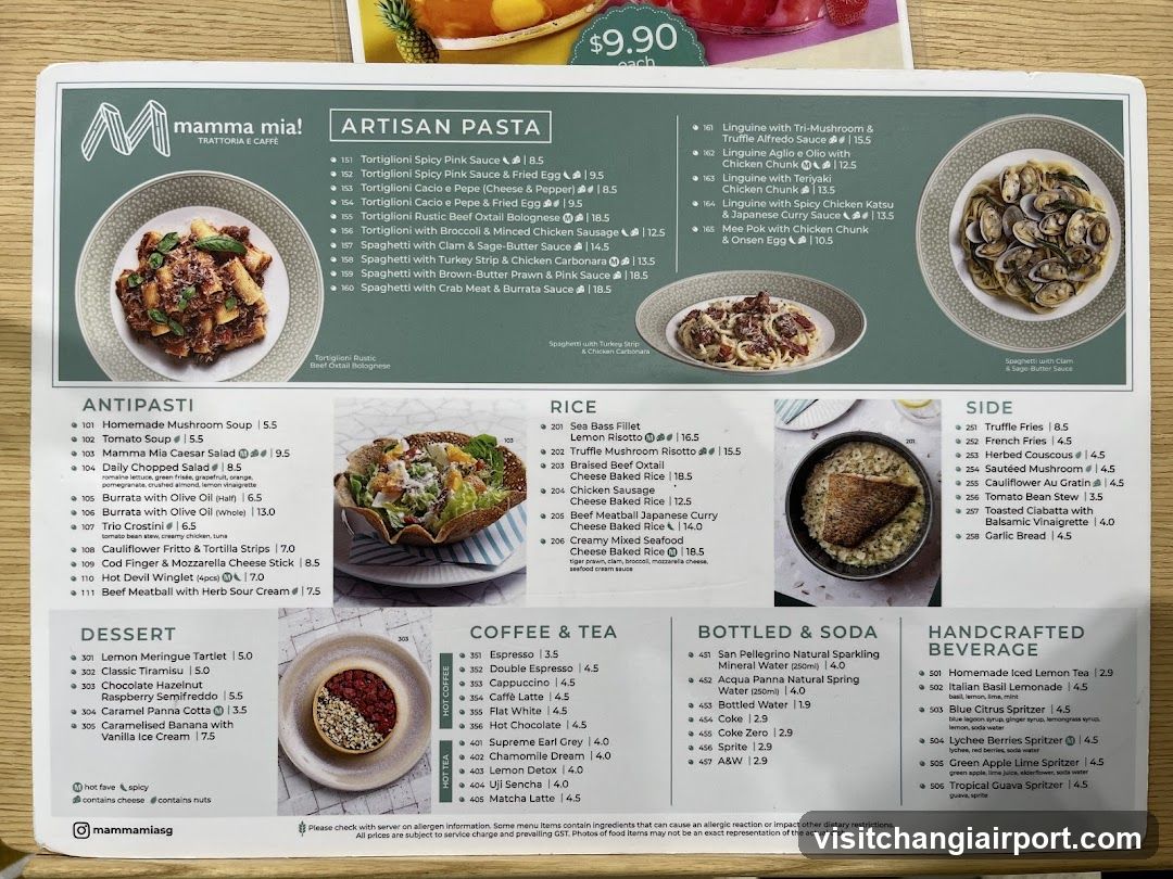 Mamma Mia! Artisan Pasta Menu