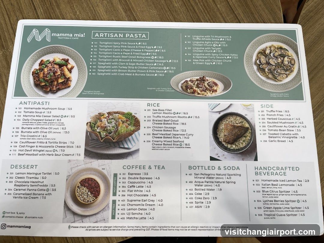 Mamma Mia! Artisan Pasta Menu