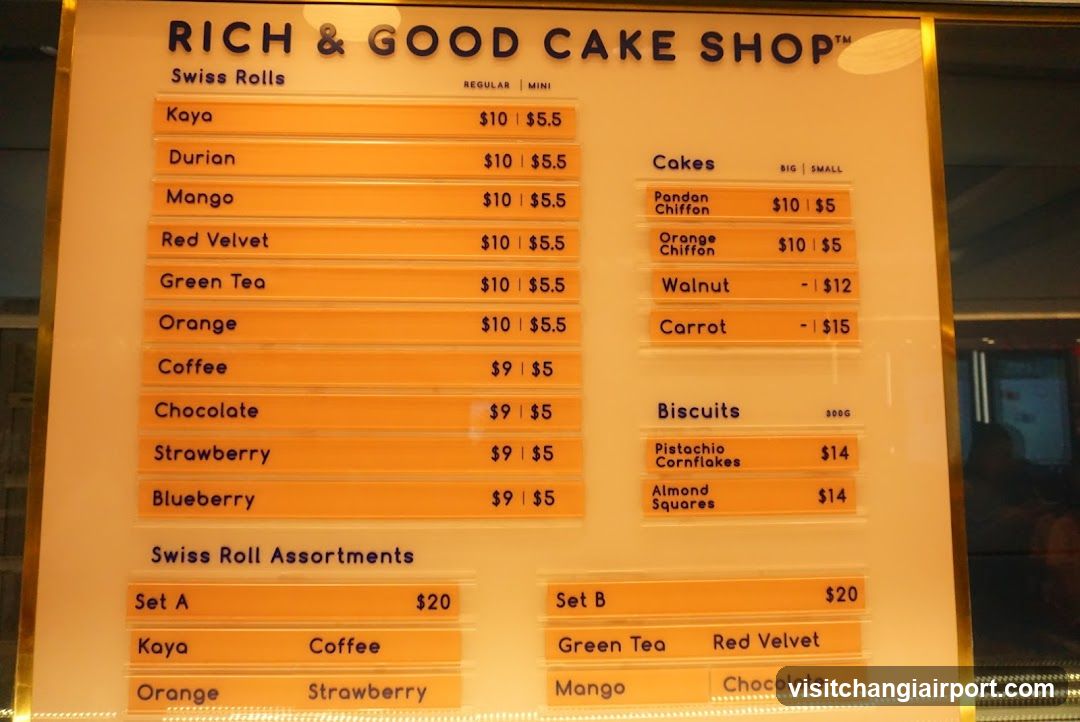 Rich & Good Cake Shop Menu Board