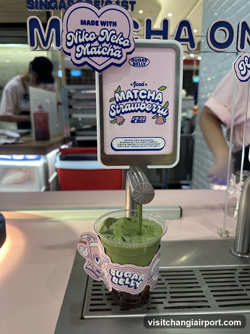 Matcha Strawberry Drink Dispensing