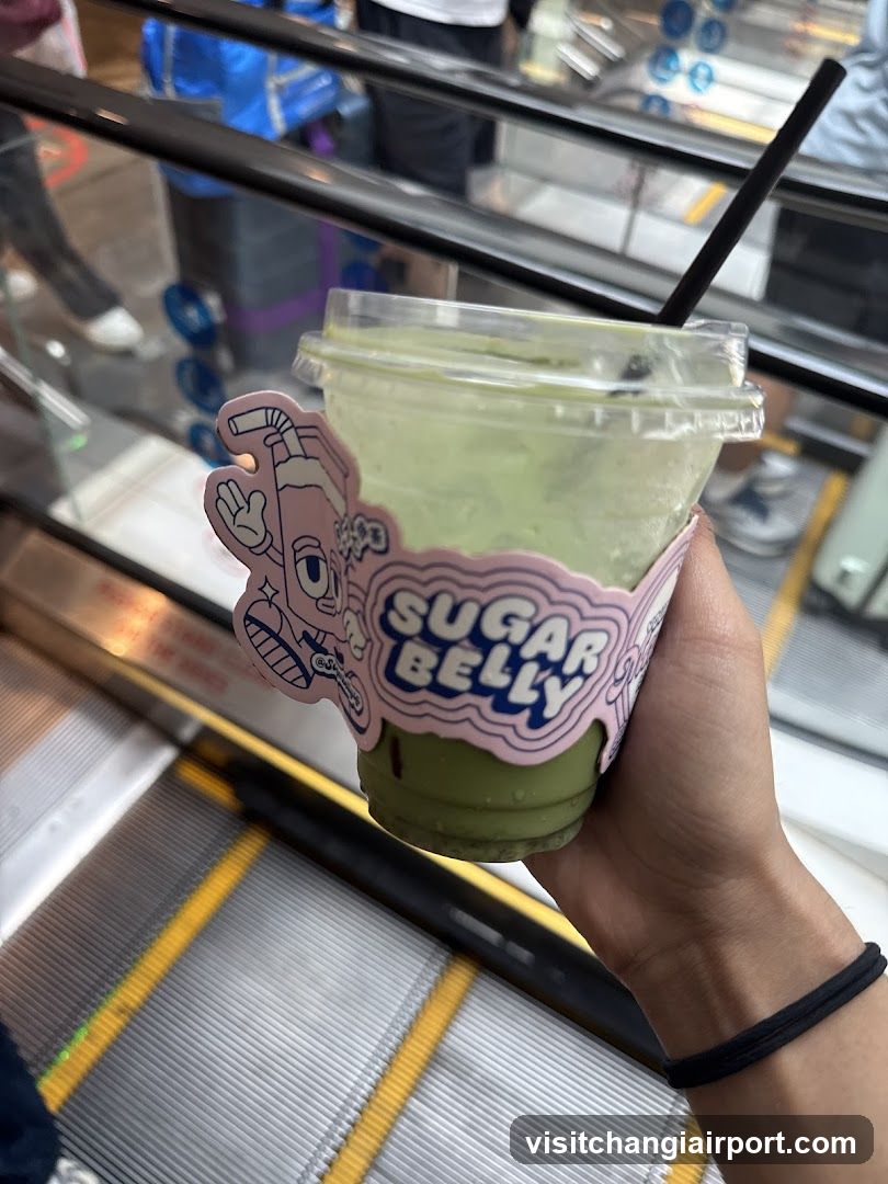 Sugar Belly Drink on Escalator