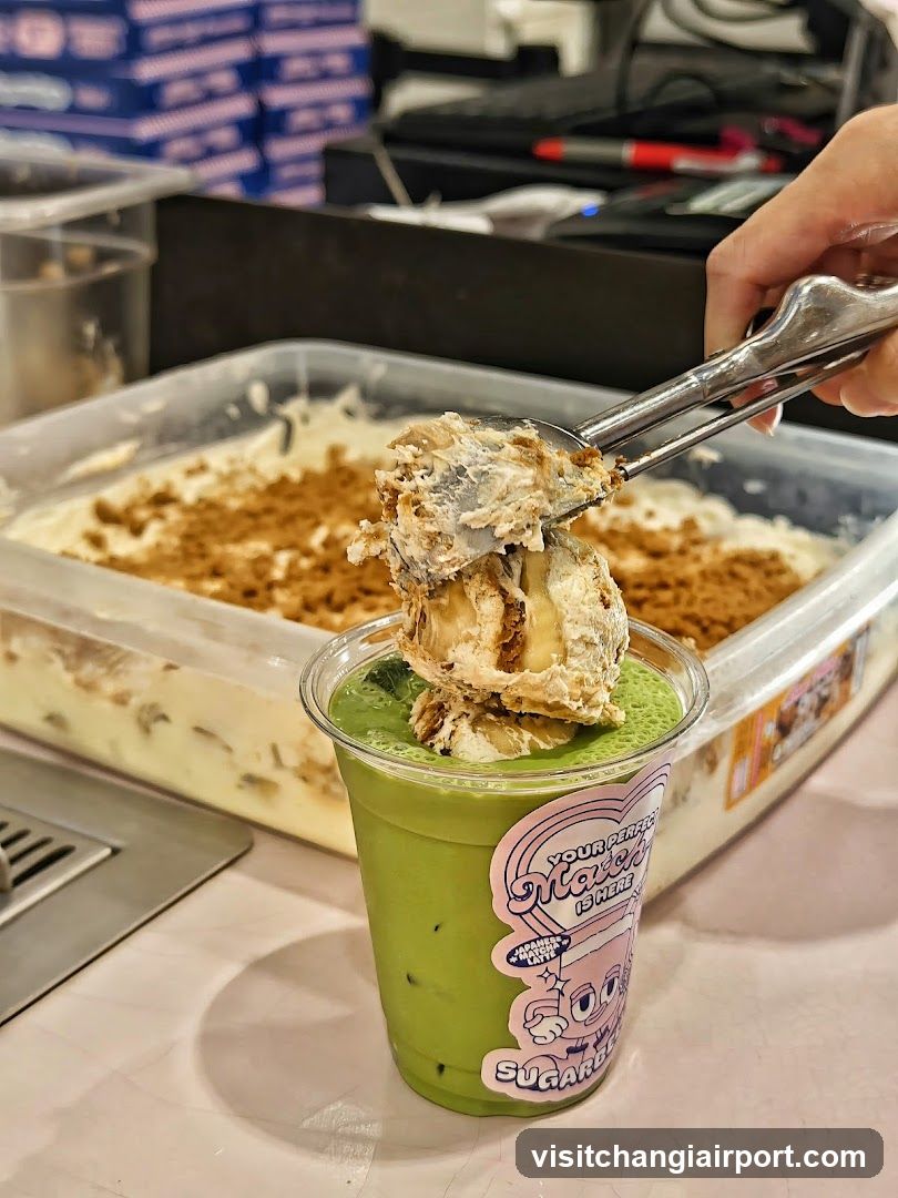 Matcha Dessert with Ice Cream Topping