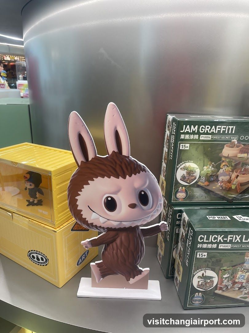 Merchandise Display with Collectible Figures and Building Kits