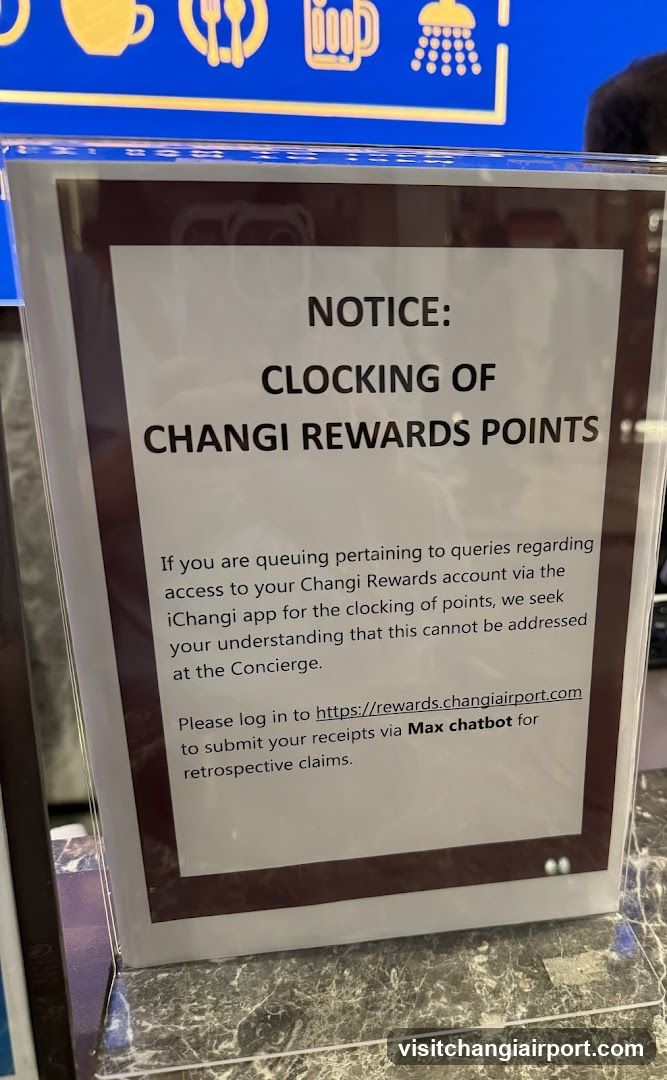 Changi Rewards Points Notice Sign
