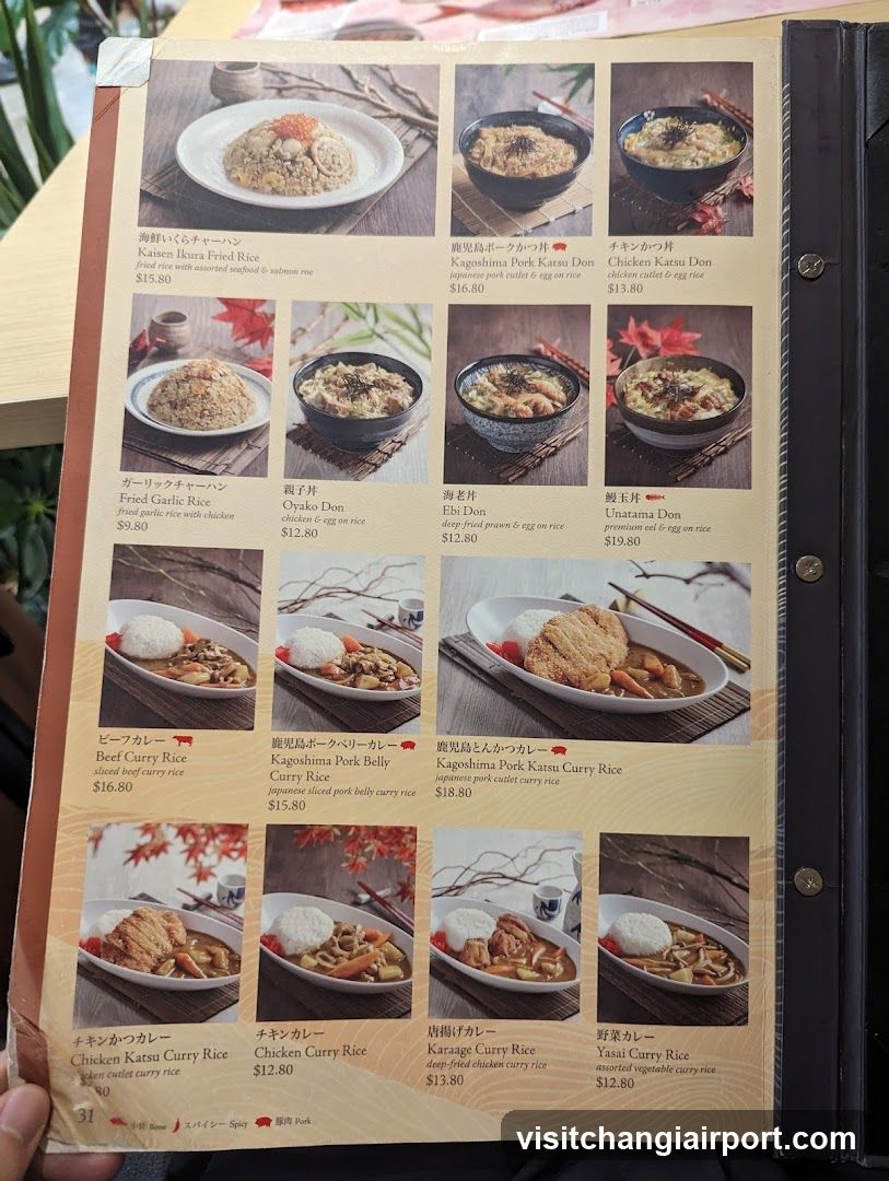 Japanese Rice Bowl Menu