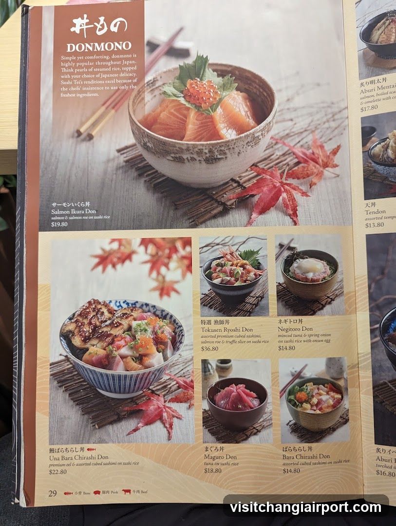 Japanese Donburi Menu Page