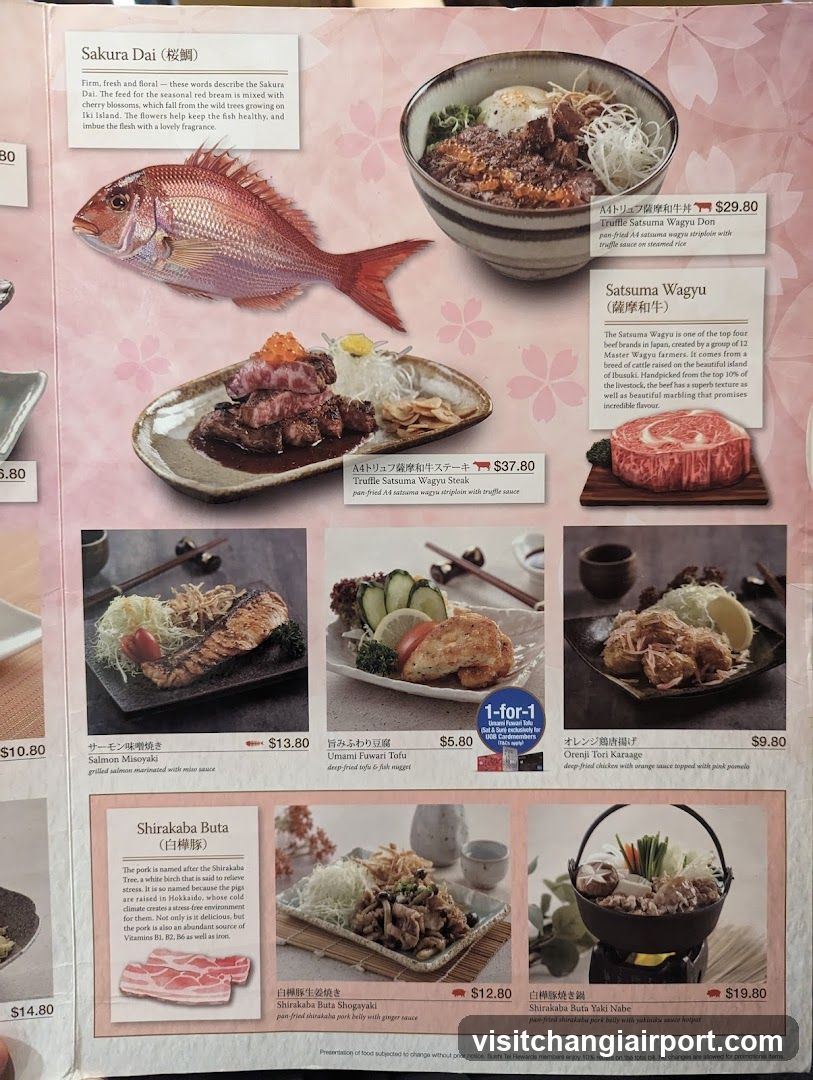 Sakura Dai and Satsuma Wagyu Menu Page