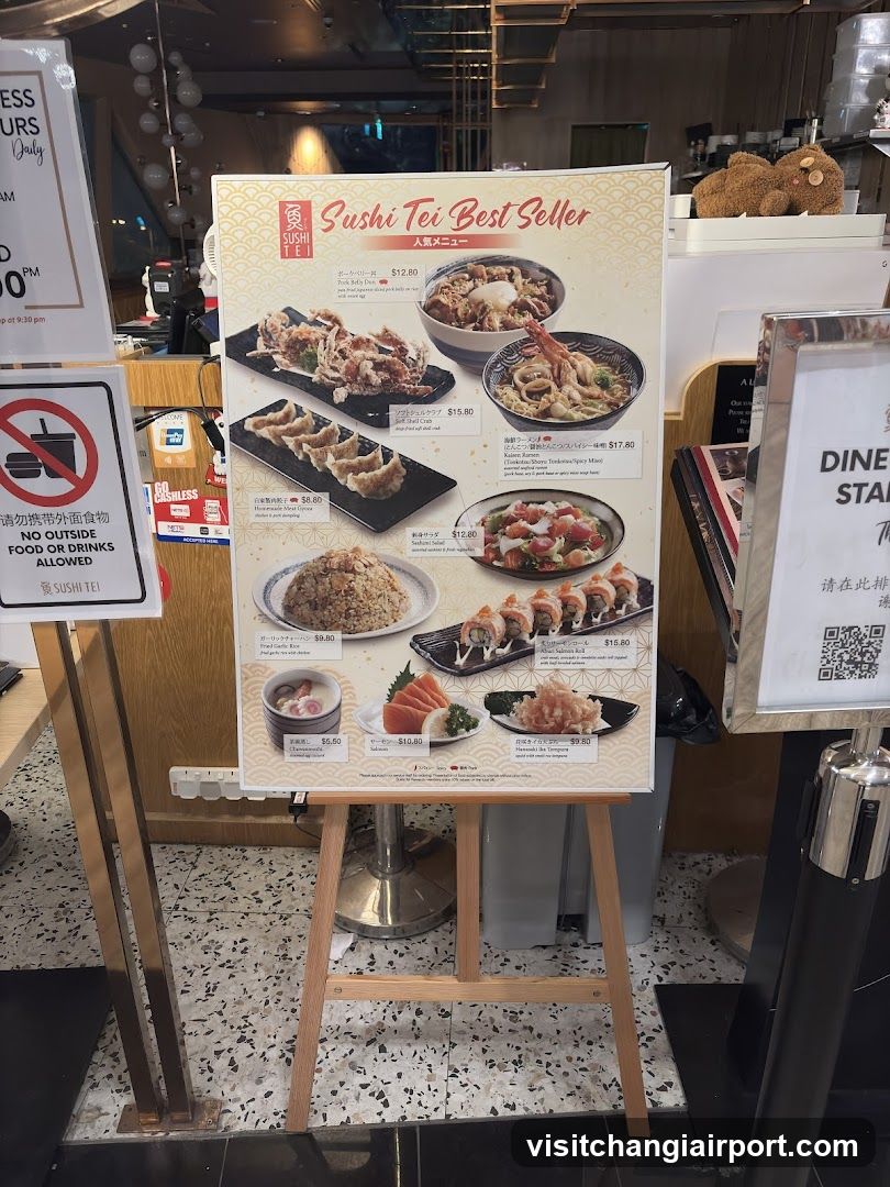 Sushi Tei Best Seller Menu Board