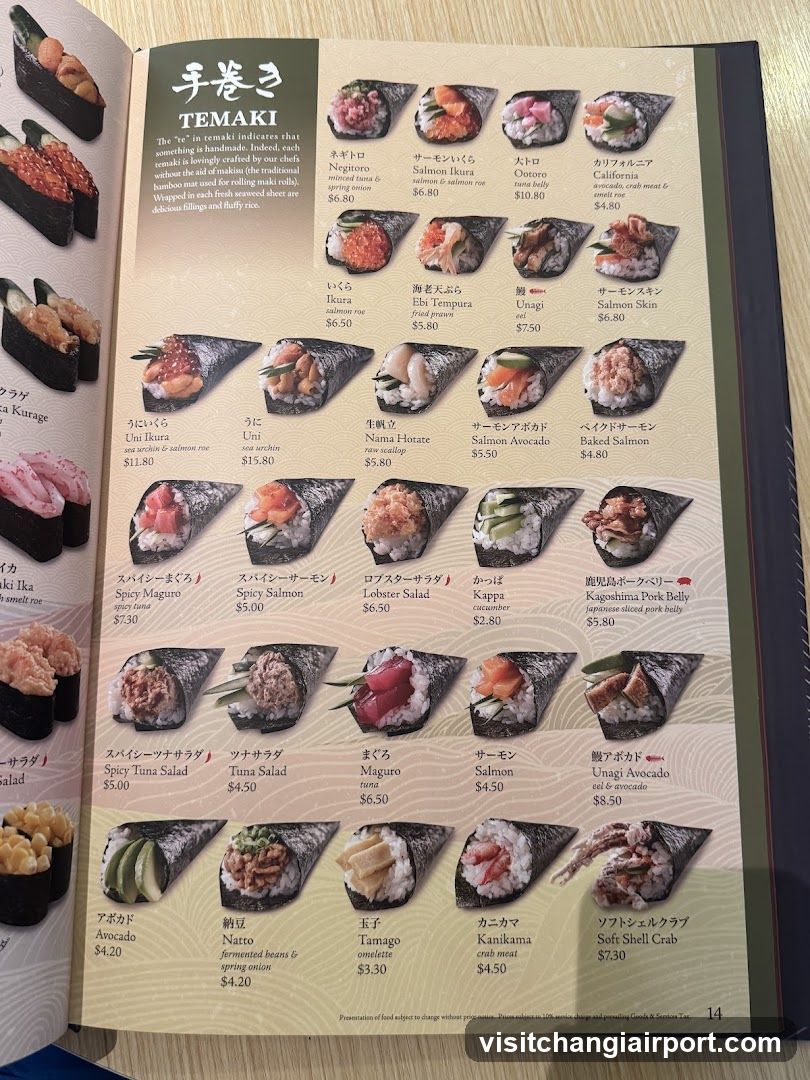 Temaki Menu Page