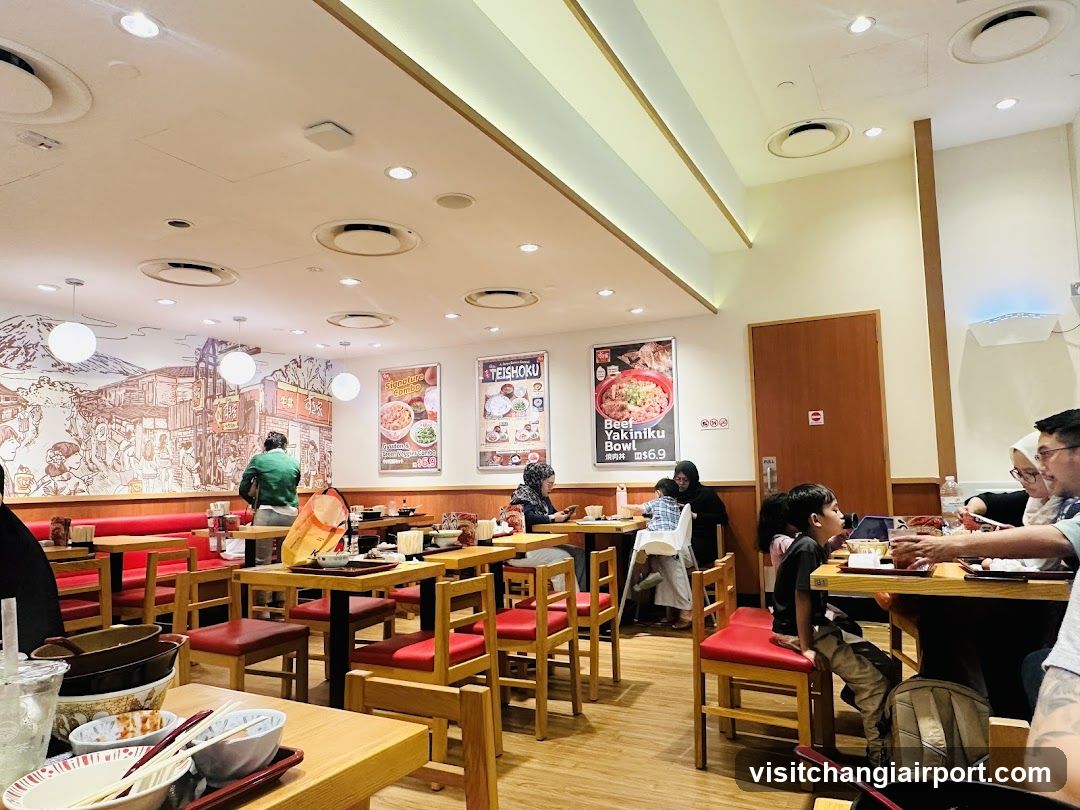 Restaurant Interior with Patrons and Posters
