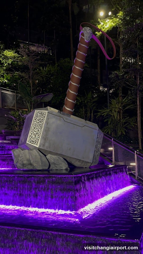 Mjolnir Statue at Night