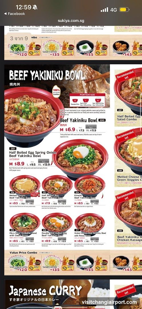 Sukiya.com.sg Menu Page