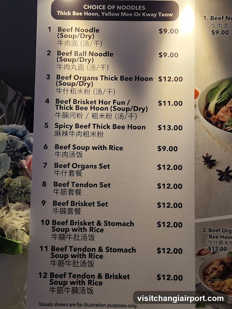 Beef Noodle Menu
