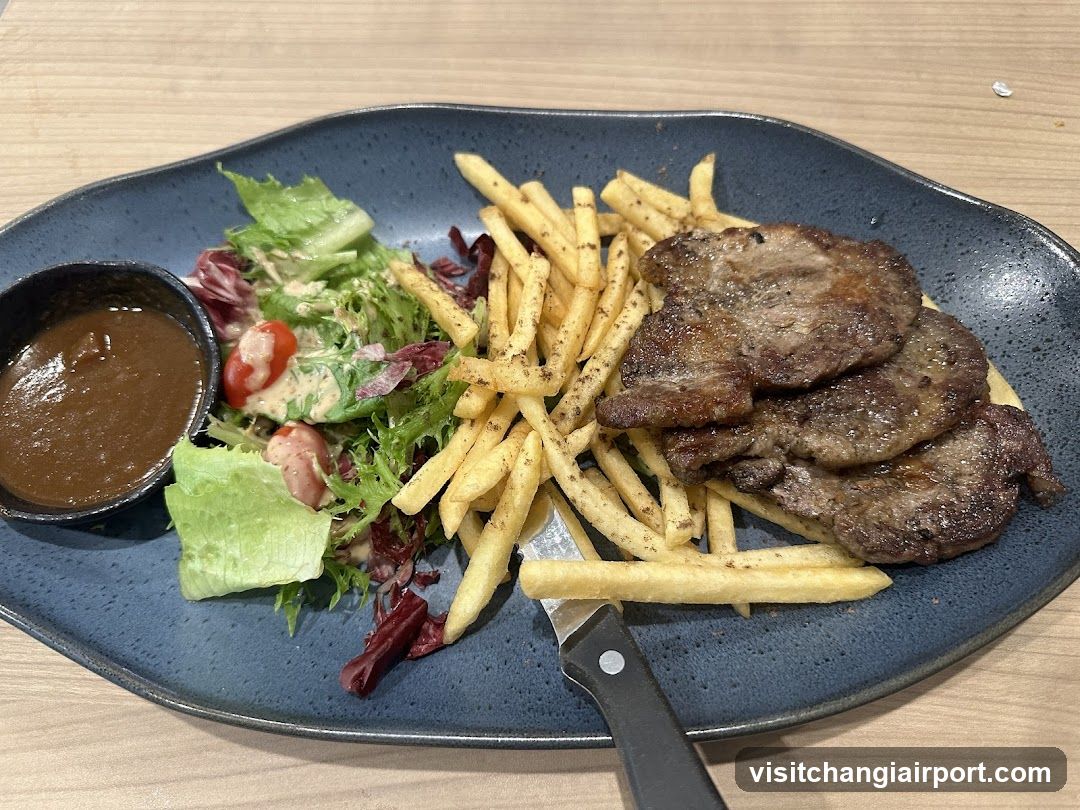 Grilled Steak with Fries and Salad