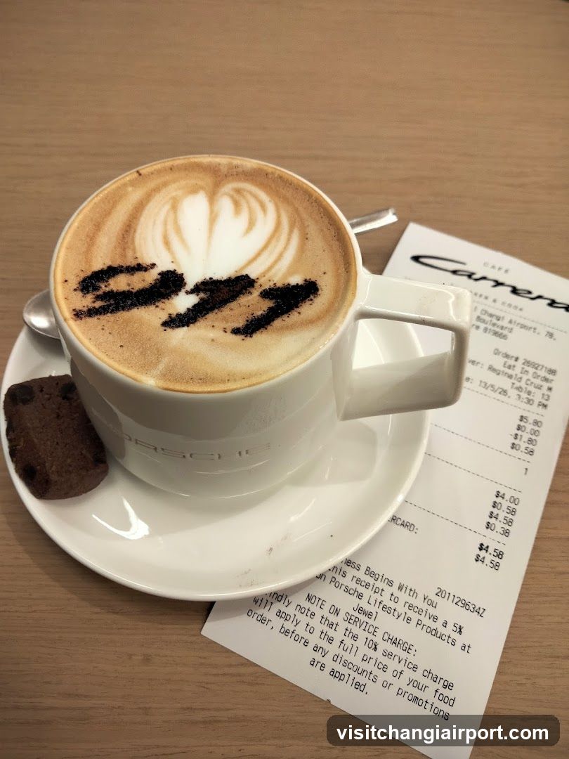 Coffee with Latte Art and Receipt