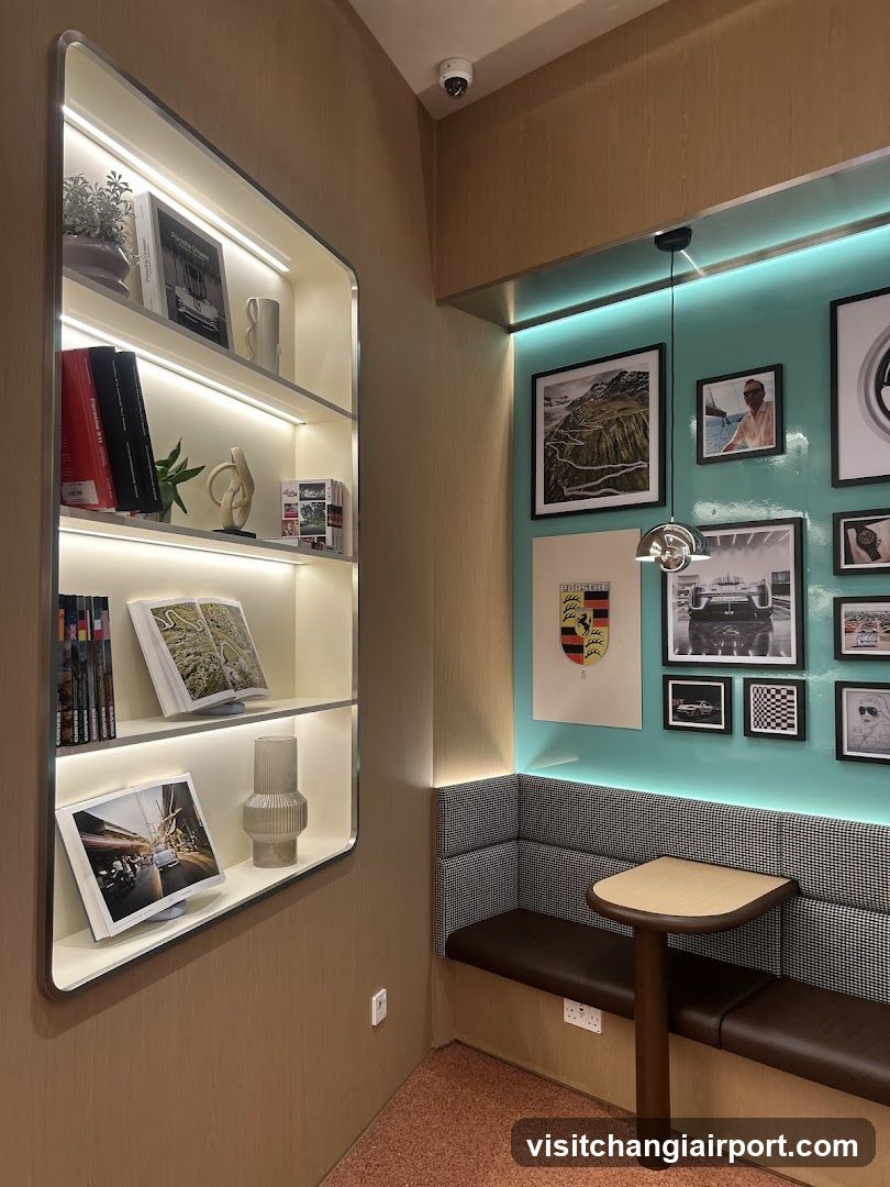 Interior Decorated Corner with Shelving and Wall Art