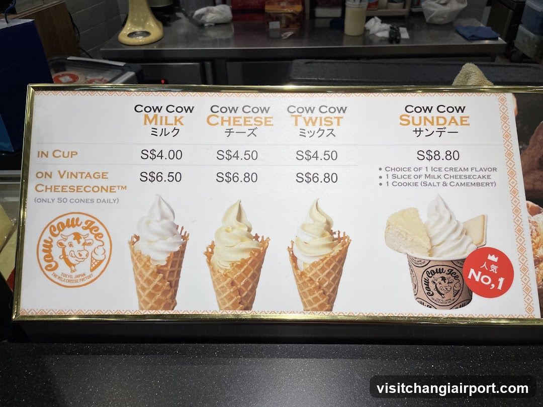 Cow Cow Ice Cream Menu Board