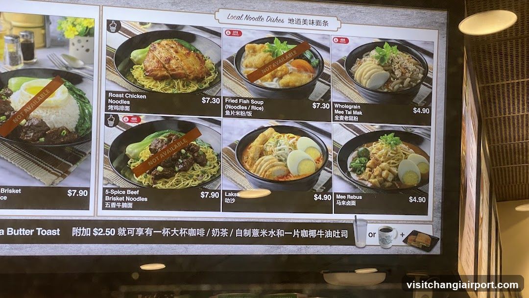 Local Noodle Dishes Menu Board