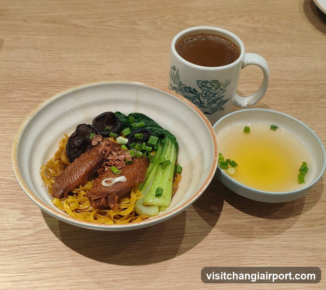 Noodle Bowl with Broth and Coffee