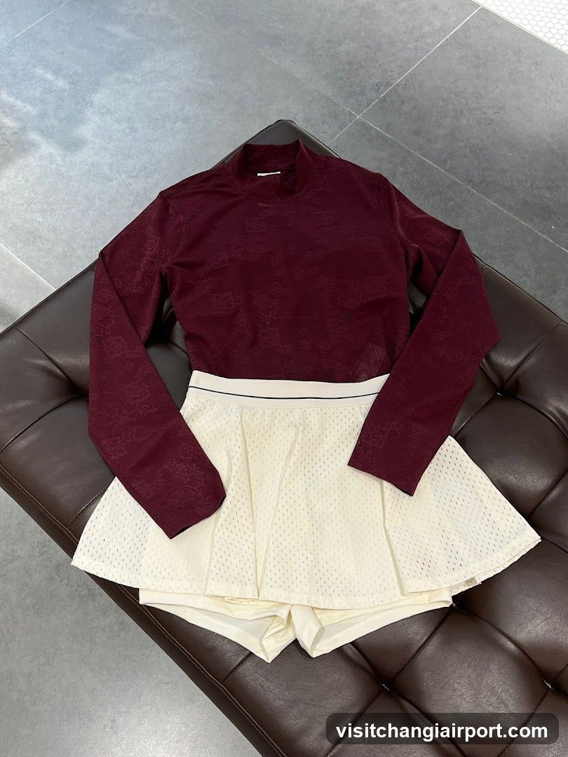 Maroon Top and Cream Skirt Display