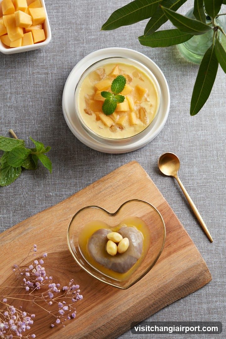 Mango Pudding and Heart-Shaped Dessert