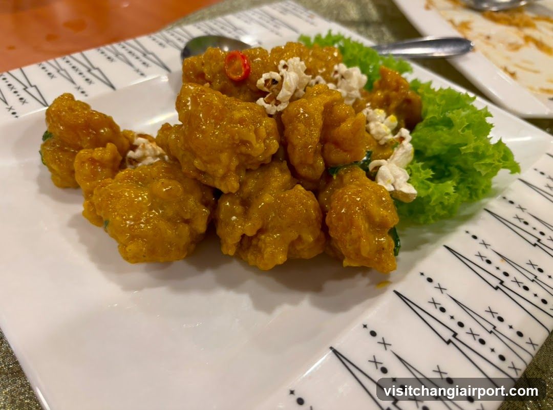 Fried Chicken with Popcorn Garnish