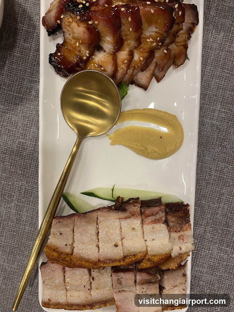 Sliced Roasted Meat Platter with Sauce and Cucumber