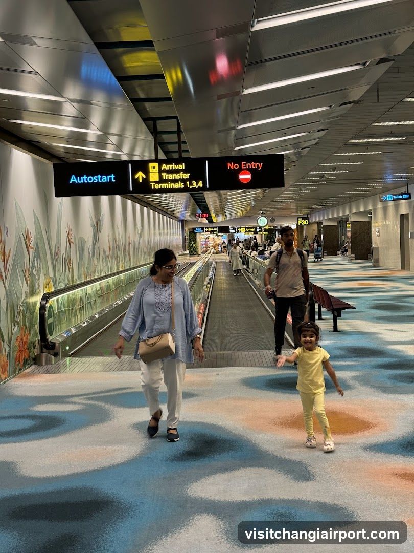Airport Terminal Interior with Family Walking