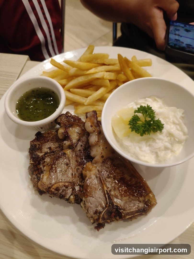Grilled Lamb Ribs with Fries and Sauces