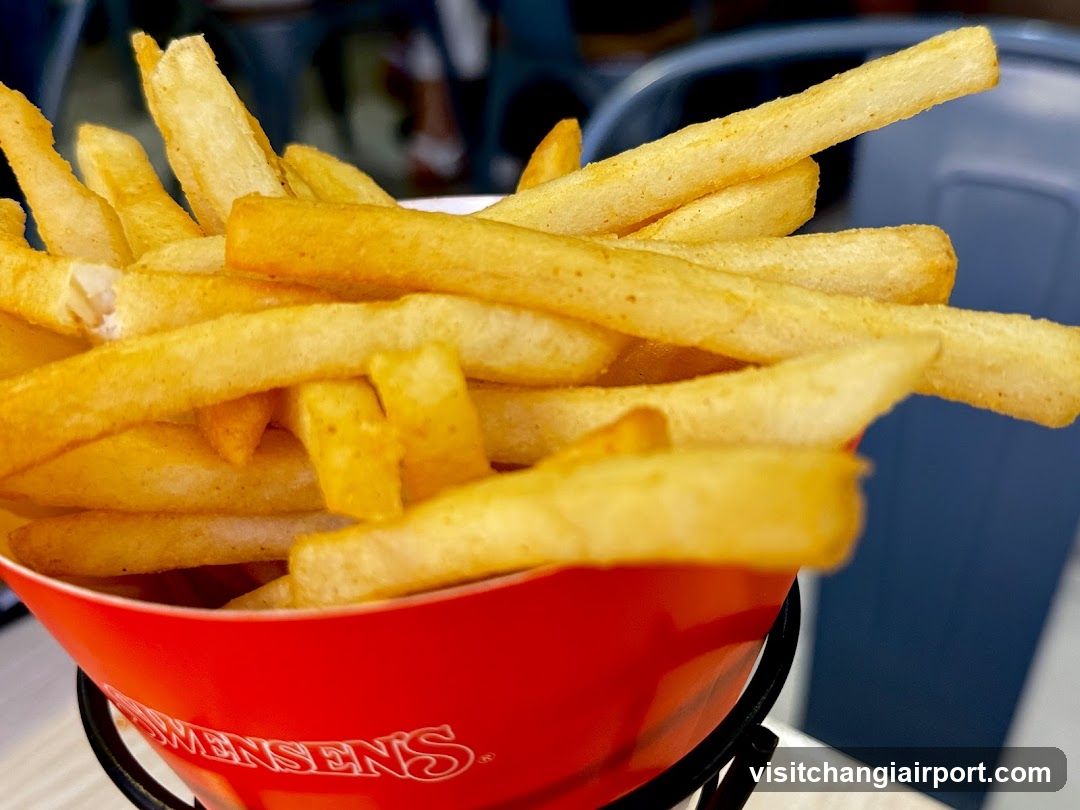 Fries in red bowl