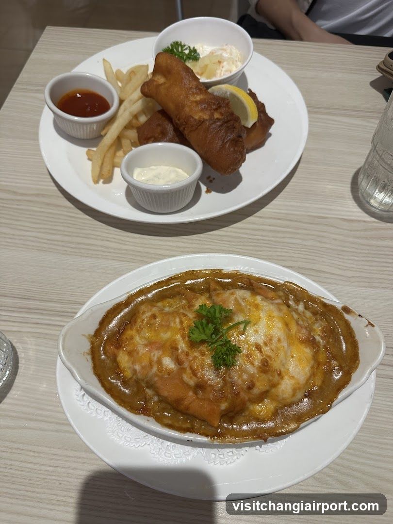 Fish and Chips with Curry Dish