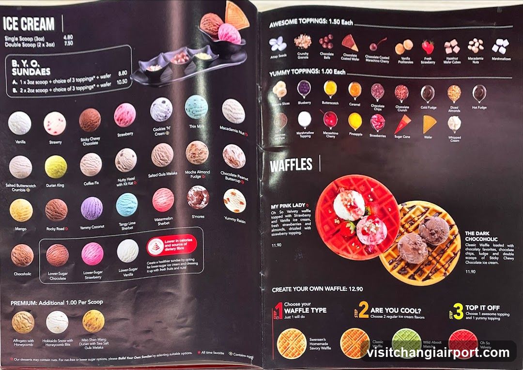 Ice Cream & Waffle Menu