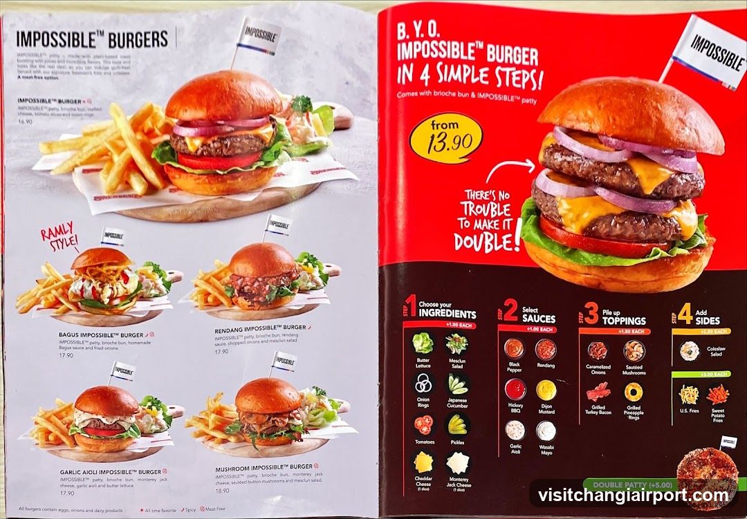 Impossible Burgers Menu Page