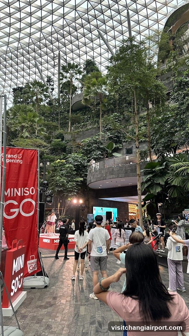 Indoor event with promotional banners