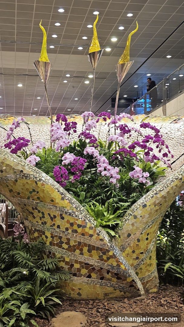 Orchid Display in Mosaic Planter