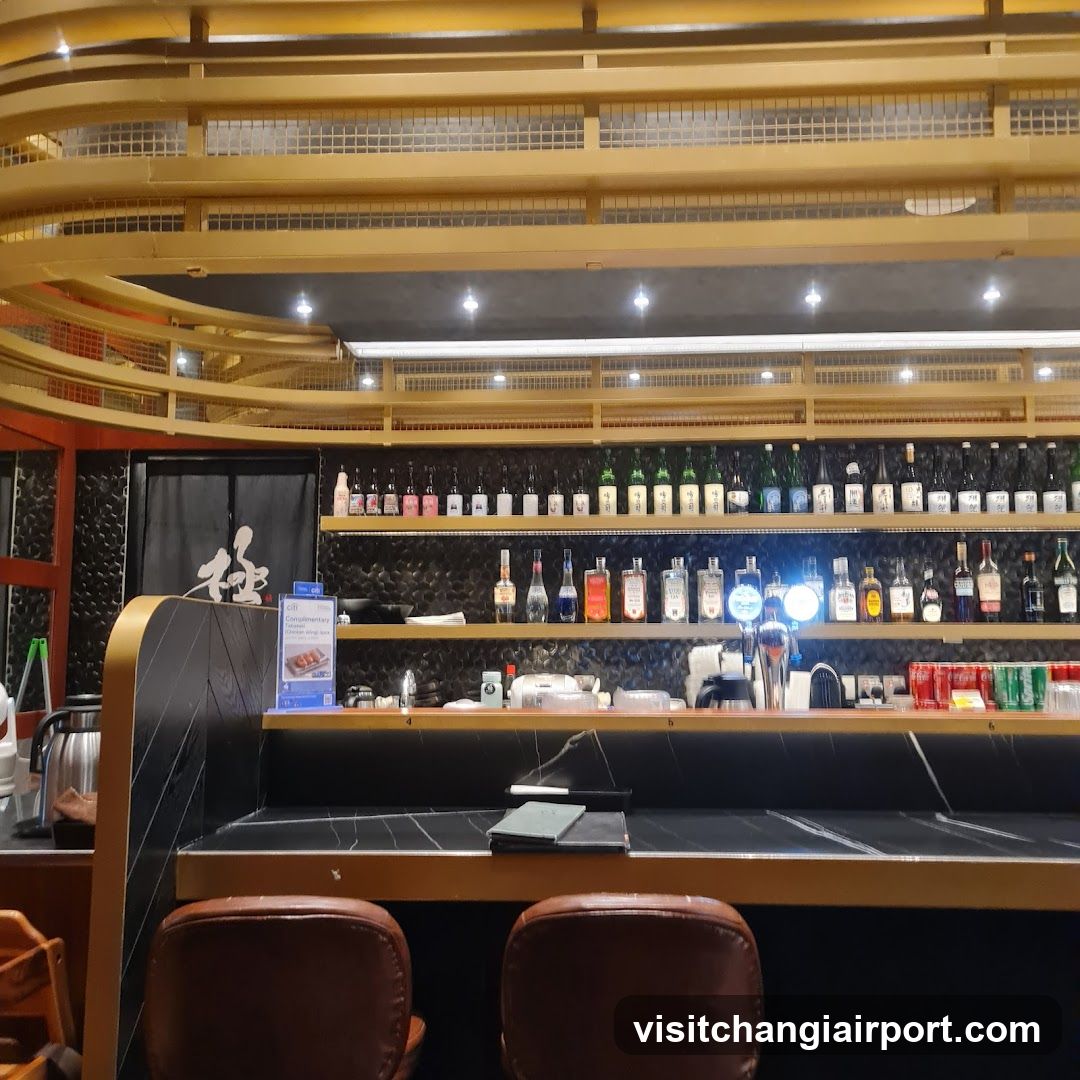 Bar Interior with Shelves and Seating