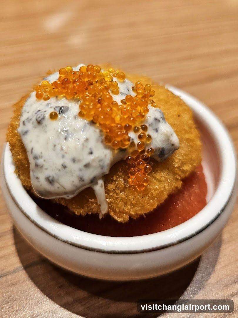 Crispy Fried Dish with Sauce and Caviar