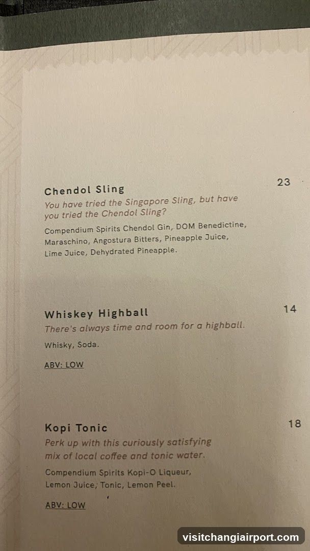 Chendol Sling, Whiskey Highball, Kopi Tonic Menu Page