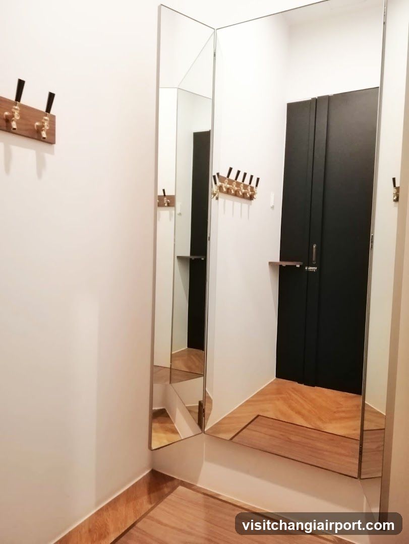 Interior Hallway with Mirrors and Coat Rack