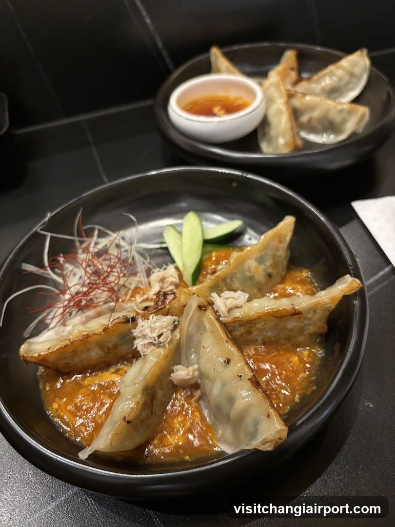 Gyoza with Sauce and Garnish