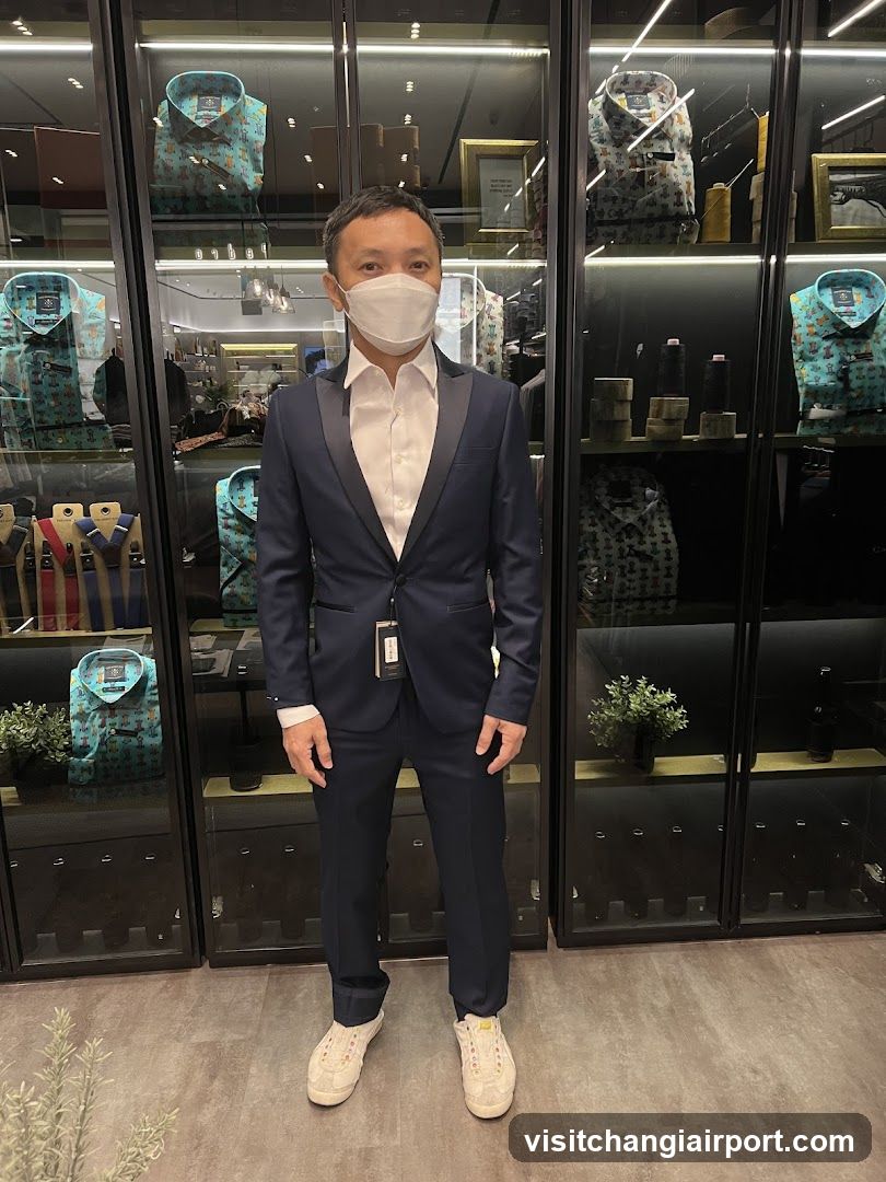 Man in Suit at Clothing Store Interior
