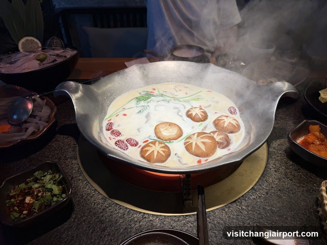 Steaming Hot Pot with Mushrooms and Herbs