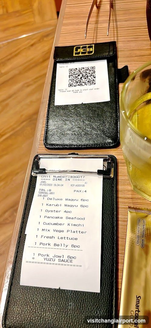 Dining Table with Receipt and QR Code