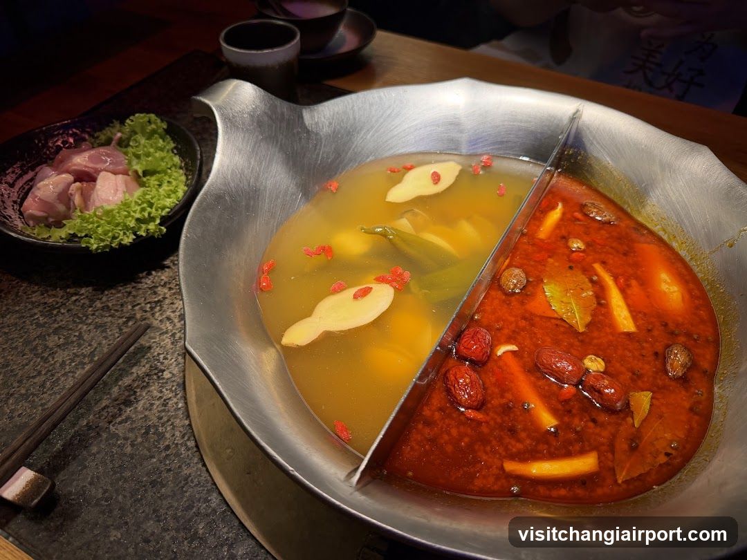 Split Hot Pot with Ingredients