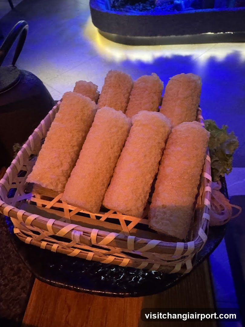 Bamboo Basket of Fried Rolls