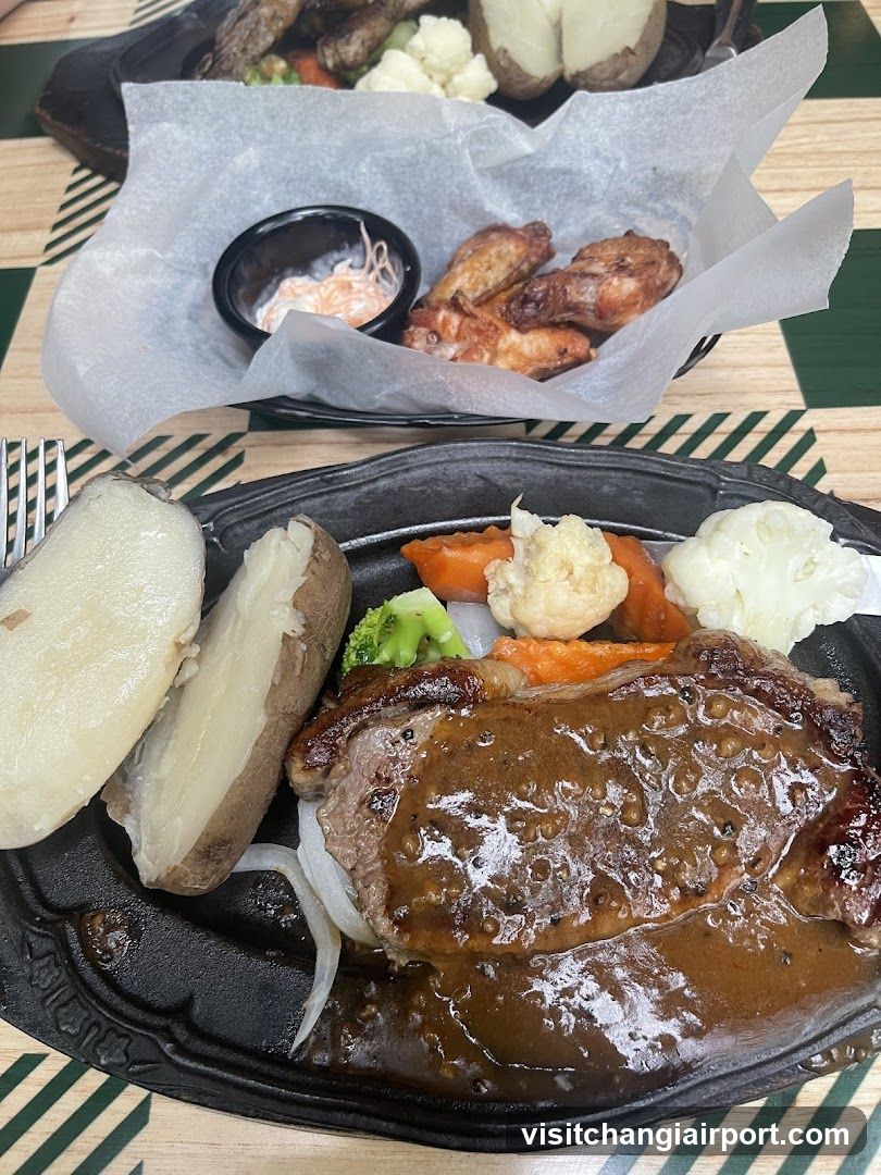 Steak Dinner with Sides and Wings