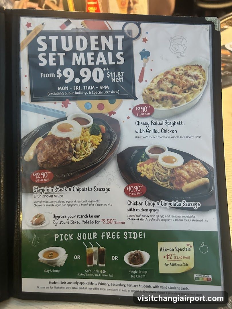 Student Set Meals Menu