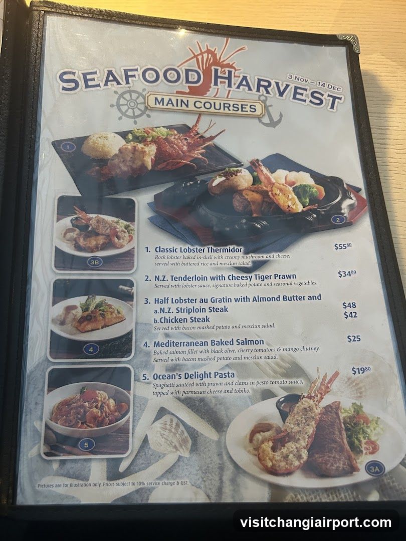 Seafood Harvest Main Courses Menu